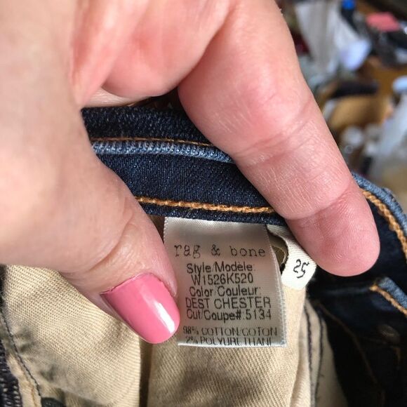 Rag & Bone Intermix Capri Crop Distressed Skinny Jeans Dest Chester Wash Size 25 - Picture 13 of 13